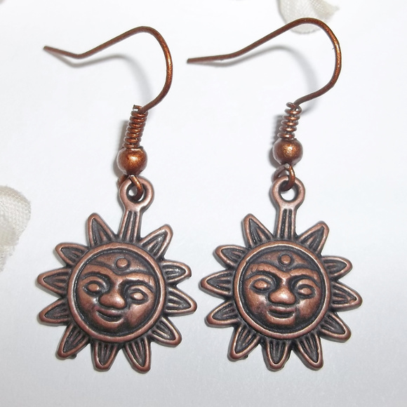Earrings Copper Sun Boho Bohemian Style Set 3411 - Picture 1 of 6